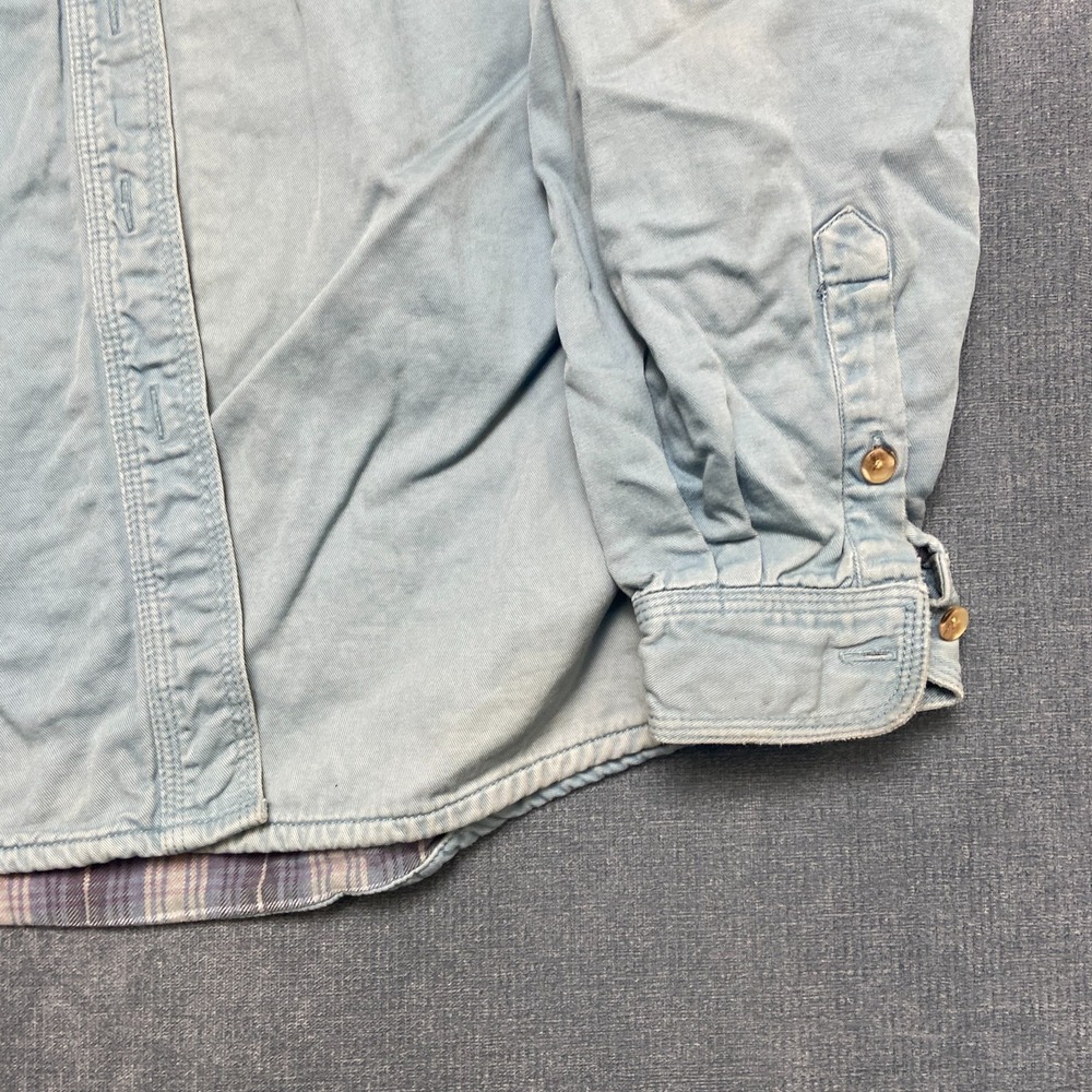 VTG Cabelas Shirt Women Large Blue Cotton Flannel Lined Long Sleeve Button Up - Picture 3 of 14
